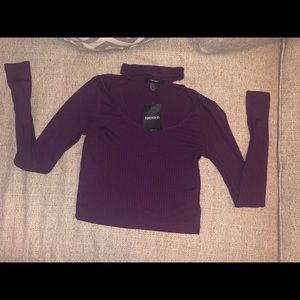 Forever 21 Long sleeve ribbed Plum Crop